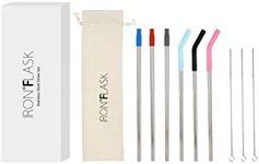 IRON °FLASK Reusable Straws - 6 Stainless Steel or Plastic Straw w/Bendy Silicone Tips, 3 Cleaning Brushes & Travel Case - Drinking Straw for Water Bottles,Tumblers & Thermos - Dishwasher Safe