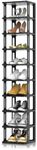 ZOINLIY 10 Tier Vertical Shoe Rack - Plastic Shoe Storage Organizer for Entryway and Closet, Free Standing Shoe Tower in Black, Space Saving Corner Shoe Shelf No-Tool Assembly