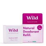 Wild - Natural Refillable Deodorant - Vegan & Eco-Friendly - Aluminium Free - Long Lasting Protection - 100% Natural Ingredients - Coconut & Vanilla Refill - 40g