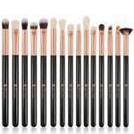 DUCARE Natural Bristle Eyeshadow Brush - Black, Silver, Set 15 Pcs