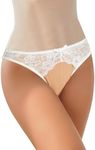 OYOANGLE Women's Floral Lace Mid Rise Briefs Thong Breathable Lingerie Panty Underwear White Large