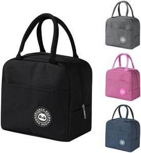 Ruucy Sac Isotherme Repas, Petit Sac Lunch Box Étanches, Sac Glaciere Imperméable en Feuille d'Aluminium, Sac Lunch Isotherme pour Femmes, Hommes, Enfants, École e Bureau (Noir)