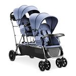 Joovy Big Caboose Triple Stroller with Rear Bench and Standing Platform, Reclining Seats, Optional Rear Seat, and Two Universal Car Seat Adapters, Slate