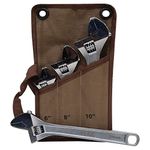 VORX 3pc CRV Adjustable Wrench Adjustable Spanner 3pc Adjustable Plumbing/Shifting Spanner (6”, 8”, 10”) Chrome Vanadium Steel Chrome Plated, 150mm, 200mm,250mm, Set in Canvas Storage Pouch