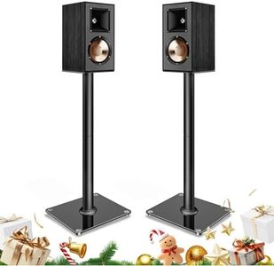 PEGZONE Speaker Stands Pair for Surround Sound,55 LBS Capacity,30.1 inch Floor Bookshlef Speaker Stands,Cable Management,Large Base,1 Pair,Black