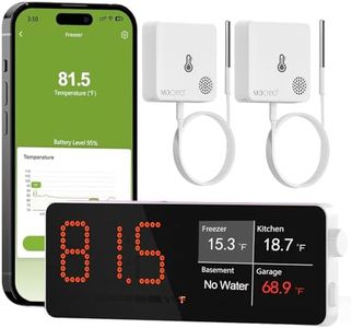 MOCREO WiFi Freezer Thermometer Alarm with Digital Monitor Hub, App and Email Alerts, 2-Year Data Export, Remote Temperature Sensor for Refrigerator, Fridge, Freezer (2 Pack)