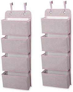Delta Children 4 Pocket Over The Door Hanging Organizer - 2 Pack, Easy Storage/Organization Solution - Versatile and Accessible in Any Room in the House, Pink