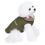 Izefia Dog Coat Cold Weather Coat Windproof Jacket Fleece Warm Dog Sweater Winter Thick Clothes Thick Vest Fur Collar Tank Top Dog Coat for Small Dog Medium Cat Green S