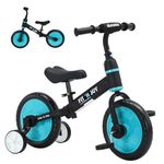 UBRAVOO Fit 'n Joy Beginner Toddler Training Bicycle, 4-in-1 Kids Balance Bike with Pedals & Training Wheels Options, Trike to Bike Riding Toys for Boys Girls 2-5 (Blue)