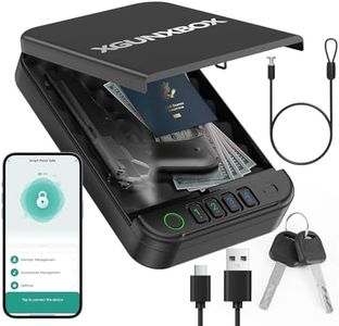 Gun Safe, Upgrade APP Control Portable Small Pistol Safe Travel Case, Biometric Gun Safes for Handgun, Fingerprint Quick Access Gun Box with Keys, Keypad and USB-C Port for Home Bedside Nightstand Car