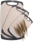 Kitchen Cutting Boards, Anti-Skid Eco-Wheat Straw Vegetable Board Set (3 Pcs), Dishwasher Safe (Light Brown)