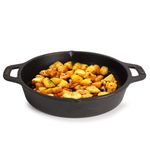 The Indus Valley Preseasoned Cast Iron Fry Pan/Skillet With Double Handle|Medium 24.6Cm/ 9.7Inch,1.8Ltr,2.6Kg|Induction Friendly|Nonstick Fry Pan,100% Pure & Toxin Free,No Chemical Coating,Black