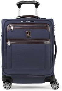 Travelpro Platinum Elite Softside Expandable Luggage, 8 Wheel Spinner Suitcase, USB Port, Fits up to 15" Laptop, Men and Women, Business Plus, True Navy Blue, Carry-On 21-Inch, Platinum Elite Softside