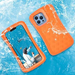 SUPFINE Floating Phone Case for iPhone 15/15 Pro/14/14 Pro/13/13 Pro/12/12 Pro EVA Foam Material Case with Waterproof Dry Bags and Lanyard,20FT Powerful Drop Protective Case 6.1 inch (Orange)