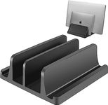 TARKAN Vertical Laptop Holder | 2-Slot Desk Space Saving Organizer Stand Fits All Laptop Sizes (ABS, Black) Organizer Stand Fits All Laptop|