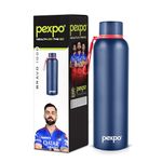 Pexpo Bravo Pro 1000ml Hot & Cold ISI Certified Flask- Denim Blue- Stainless Steel Water Bottle | Office| Gym| Travelling| Home| School| Adults & Kids| RCB Edition