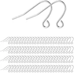 KISSPAT Silver Earring Hooks for Jewelry Making, 200 Pcs Sterling Silver Earring Hooks Ear Wires Fish Hook Hypoallergenic Earrings Making Supplies Findings