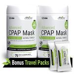 AWOW Professional CPAP Mask Cleaning Wipes, Odor Control Formula, 75 ct 2pk Canister Plus 10 Travel Wipes,160 Wipes