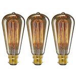 onepre Pack of 3 Vintage Edison Light Bulb BC B22 Bayonet 40W Retro Decorative Filament Light Bulb Dimmable