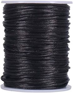 Tenn Well Nylon Satin Cord, 295 Feet 2mm Black Nylon String for Jewelry Making, Silky Rattail Cord for Bracelets, Necklaces, Macrame Keychains, Lanyards, Beading