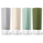 Opret 100ml Silicone Travel Bottles for Toiletries, 4 Pcs Leak Proof Portable Travel Container Refillable Squeezable 3.4oz for Shampoos and Conditioner, BPA Free and TSA Approved