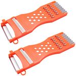 XIWENQUKU 2Pcs Kitchen Multifunction Plastic Frame Vegetable Fruit Grater Slicer Peeler Metal Scraper Shredder Carving Tool