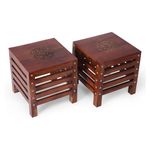 AMAZE SHOPPEE Wooden Beautiful Handmade Stool for Sitting Living Room, Office, Pooja, Balcony Decor, Home Furniture Small Table Stool (2)