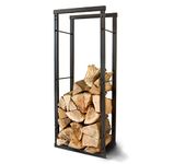 Speedwellstar Firewood Log Rack Store 100x60 cm Storage Large Small Metal Shelf Stand Tall Steel Black Inside & Outside (H 100 x W 60cm)