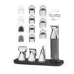 BaByliss Super‑X Multi Trimmer – 15‑in‑1 Beard & Body Grooming Kit with Ear & Nose Trimmer, Magnetic Heads, Digital Display, Waterproof, 5‑Hour Cordless Runtime, Silver/Blue, 7200U