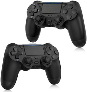 FASIGO PS4 Controller 2 Pack, Wireless PS4 Controller for PS4 / Pro/Slim & PC, with 2 USB C Cable - Black