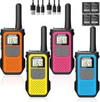 AWANFI Walkie Talkies for Adults Kids, 4 Pack Rechargeable Walkie Talkies with 1200mAh Battery, Long Range 16 Channels Radios, Walky Talky with USB-C Cable, VOX-Hands free for Outdoor Camping Hiking