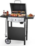 Joy Pebble 2 Burner BBQ Propane Gas Grill, 20,000 BTU Stainless steel Gas Grill with Two Side Storage Shelves,Barbecue Gas Grill for Outdoor Patio Garden Picnic Backyard Cooking