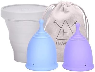 Hawwwy Menstrual Cups Set of 2 - Women Period Cups - Flexible and Odor-Free Periods with Gentle Silicone Cup for Bladder Sensitivity and Cramping