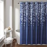 Lush Decor Weeping Flower Shower Curtain, Navy