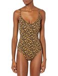 Catalina Women's V Neck Cross Detail One Piece Swimsuit, Safari, Small