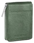 WildHorn Green Leather wallet for Men I Full Zip Closure Card Holder Wallet I External Slip Pocket I Coin Pocket