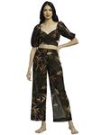 EROTISSCH Polyester Black & Green Printed Bechwear Cover-Up Set For Women Teen (Size Medium)