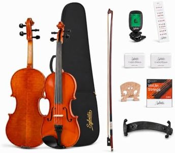 SYLVATA Handcrafted Solid Wood Violin 4/4 Full Size, Acoustic Fiddle with Gradient Finish, Ebony Fingerboard & Fittings, High-End Full Size Violin Kit with Ebony Bow, Alice Strings, and Deluxe Case