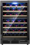 ICEVIVAL 24 Inch Dual Zone Wine Refrigerator, 54 Bottle Under Counter Wine Fridge for Built-in or Freestanding, Wine Cooler with Glass Door, Removable Shelves for Home, Office (Blcak)