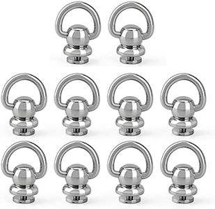 WUTA 10 Sets Brass Ball Chicago Stud Screw Rivets Nails 360° Rotatable D Ring Wallet Chain Buckle Handle Connector DIY Accessories for Leather Collar Belt Handbag Shoes Jeans (Large, Nickel)
