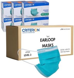 Criterion ASTM Level 3 Disposable Face Mask – Teal, 3-Ply, Fluid Resistant, Latex-Free, Flat Earloops, Adult, 50/Box - 6 Boxes (300 Total Masks)