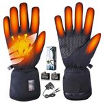 Heated Gloves, LATIT Rechargeable Battery Heated Glove Liners for Women Men, Rain/Snow/Wind-Resistant Hand Warmer Electric Heated Gloves for Work Running Cycling Motorcycle Camping Hiking Skiing