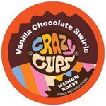 Crazy Cups Flavored Coffee pods, Vanilla Chocolate Swirls, Single-Serve Medium Roast Coffee Cups for Keurig K-Cup Machines, Brew Hot or Iced Coffee, 22 Count