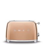 SMEG 2 Slice Toaster with 6 Presets and Defrost Function and Removable Crumb Tray TSF01RGUS, Rose Gold