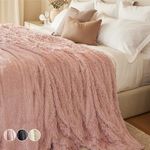 The Connecticut Home Co Bedding Blanket, King 108x90, Soft Plush Shag and Sherpa, Warm Throws for Bed, Gift for Women, Bedroom Luxury Home Decor Accent Blankets for Couch Sofa Chair, Dusty Rose