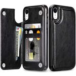 Coolden for iPhone XR Case Shockproof Case for iPhone XR Wallet Case Cover with Card Holder Slot Flip Folio Soft PU Leather Magnetic Closure Protective Case Cover for iPhone XR 6.1 inch (Black)