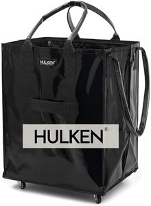 HULKEN - Large, Black - Reusable Grocery Bag On Wheels, Shopping Trolley, Rolling Tote, Zipper Closure, Lightweight, Carries Up to 66 lb & Fits 5 Grocery Bags, Folds Flat, Unbreakable Handles