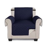 TAOCOCO Sofa Covers 100% Waterproof Sofa Slipcovers 1 Seater,Non Slip Chair/Sofa Cover for Kids/Dogs/Pets,Washable Sofa Protector with Elastic Strap(Dark Blue,UPDATE of Cloth)