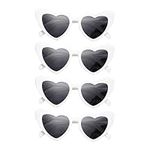 MUGSSGUMP 4 pieces of heart sunglasses, women’s heart glasses party glasses, fashionable white heart shaped sunglasses, love heart sunglasses， white sunglasses womens