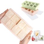 LessMo Ice Cube Tray, 2 Pack XXL Silicone Large 2 Inch Ice Cube Molds with Lids, for Whiskey, Cocktails & Wine (Green and Pink)